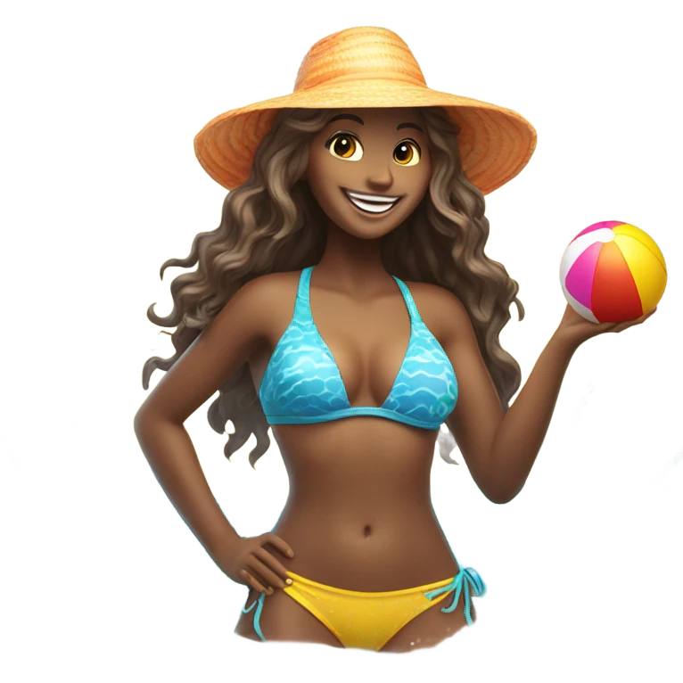 Cute beach girl emoji