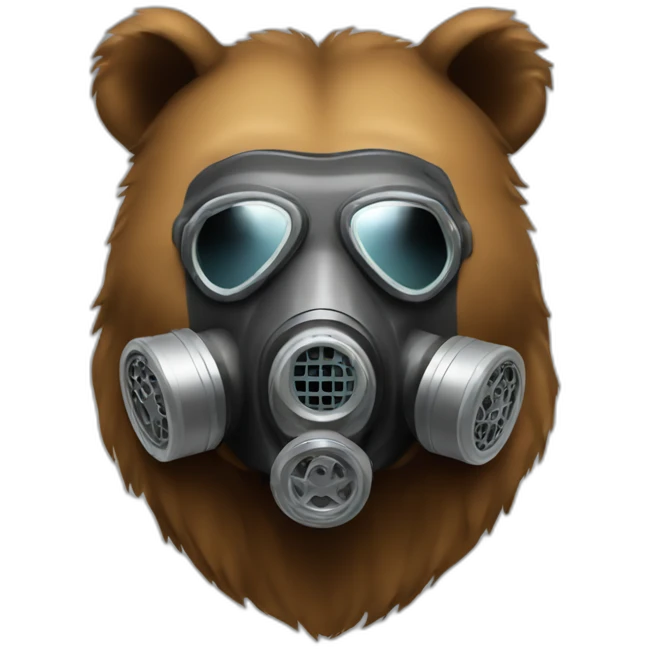 grizzly bear face wearing gas mask emoji