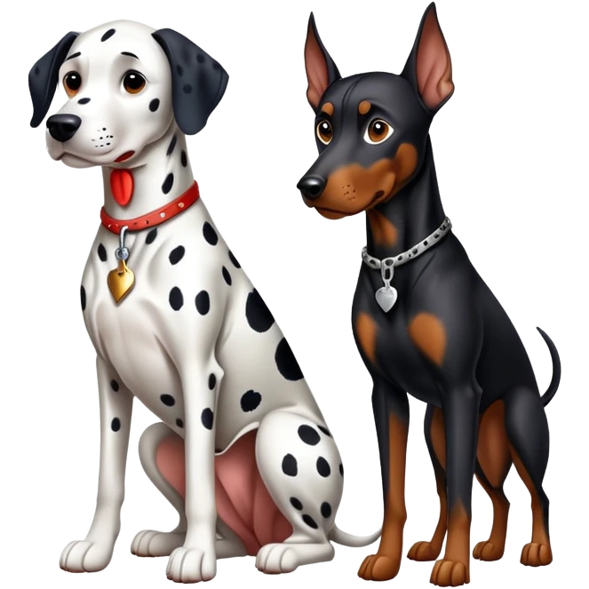 2 dogs : 1 Dalmatian + 1 dobermann emoji