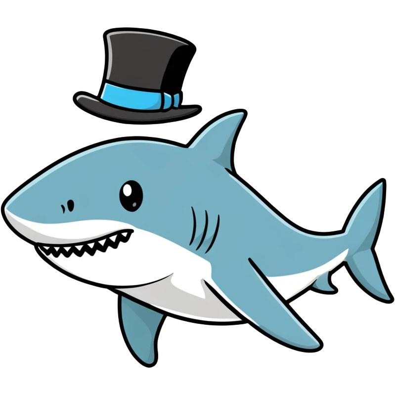 Shark with a top hat emoji