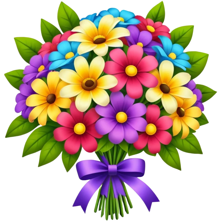 Wedding bouquet with colorful flowers emoji