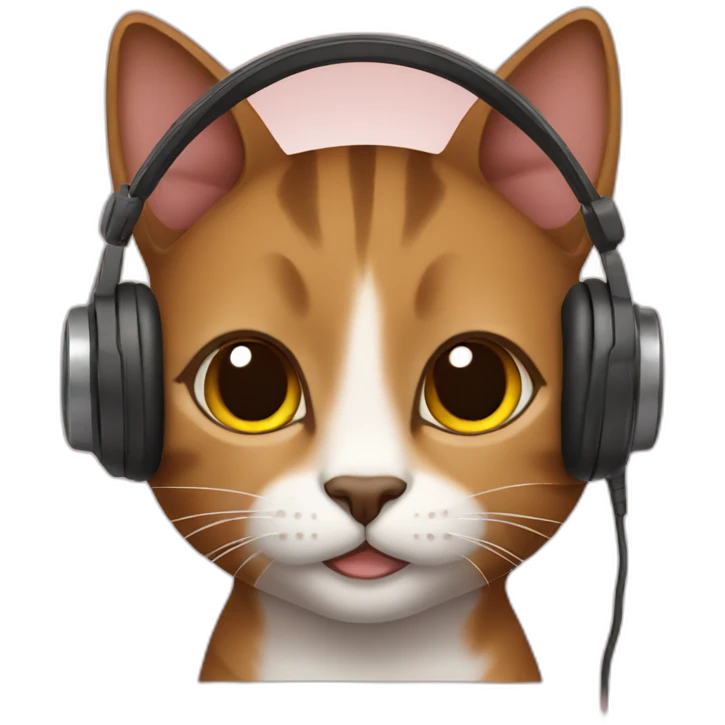Brown cat wearing headphones emoji