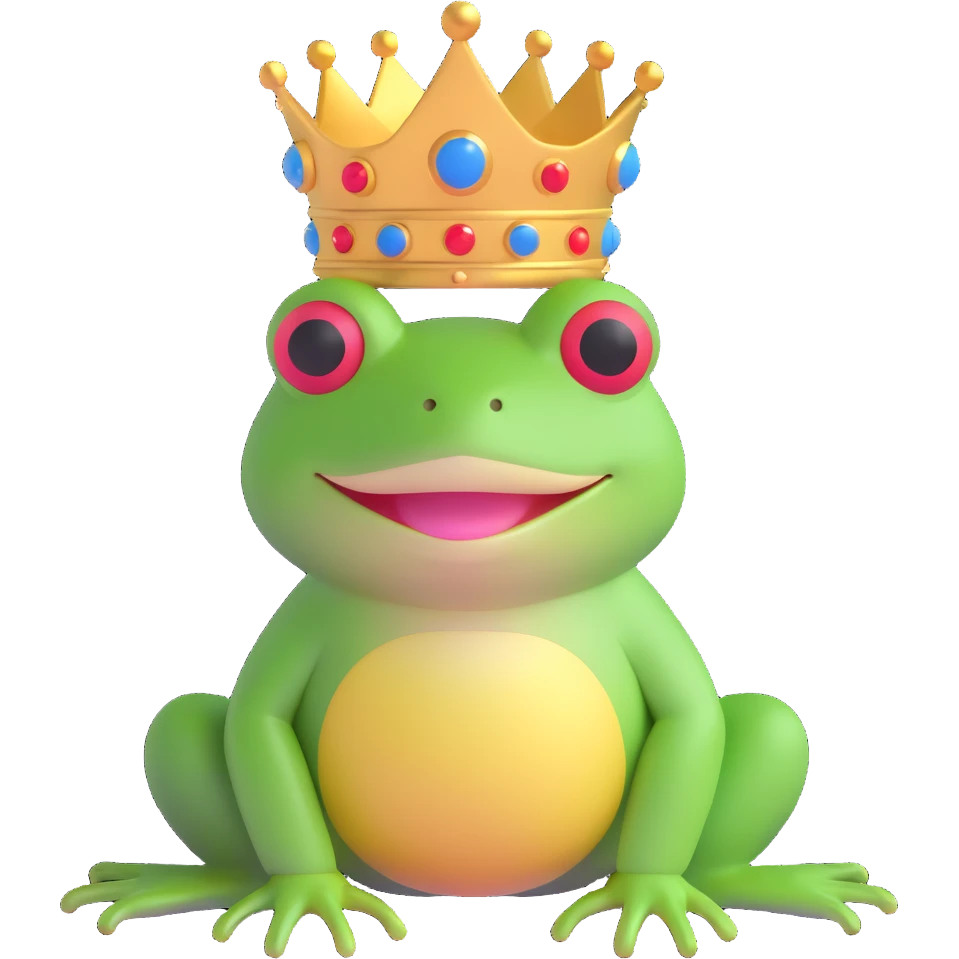 frog with a crown on its head emoji