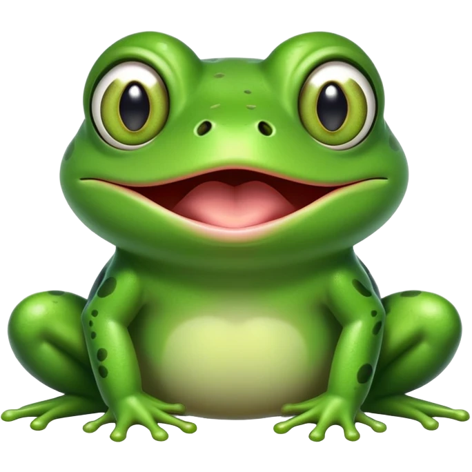 Very cartoony green frog with exaggerated features, big bulging cross-eyes, and long tongue sticking out, silly comic expression emoji