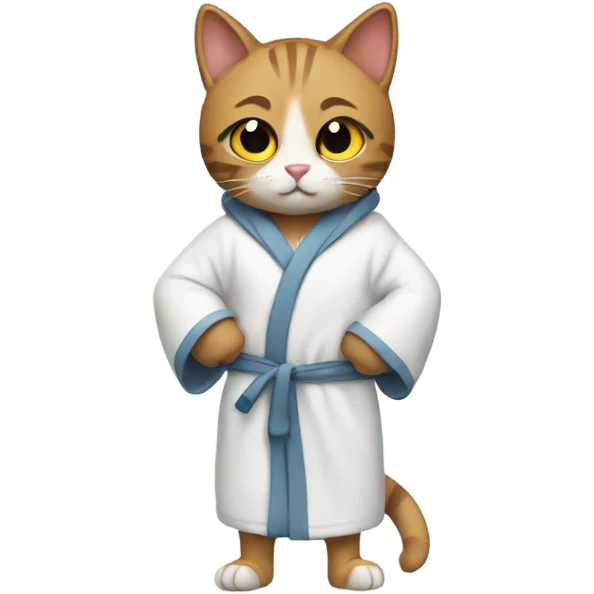 Cat in gym gear in an open robe emoji