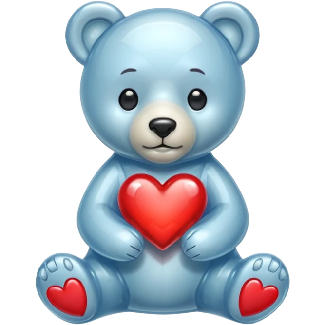 glass bear with a red heart emoji