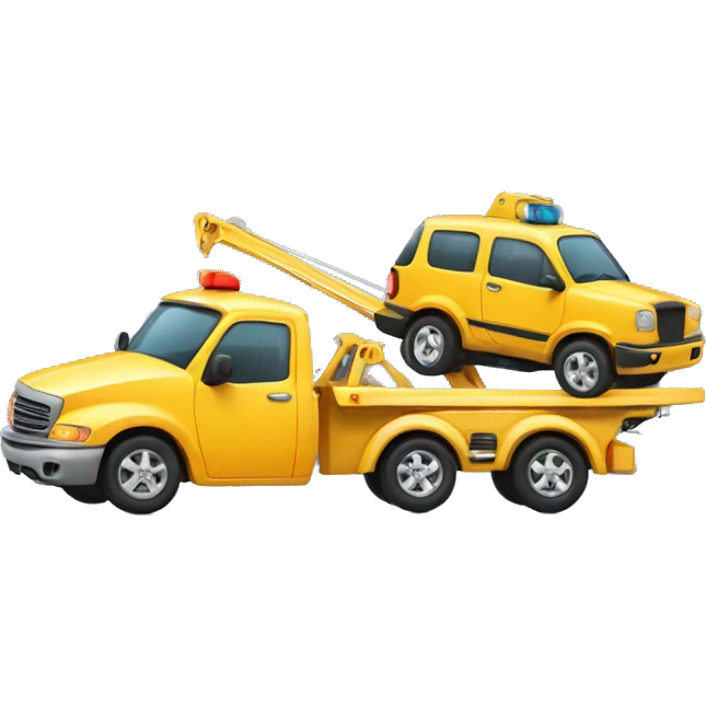 Tow truck carrying a smaller car  emoji