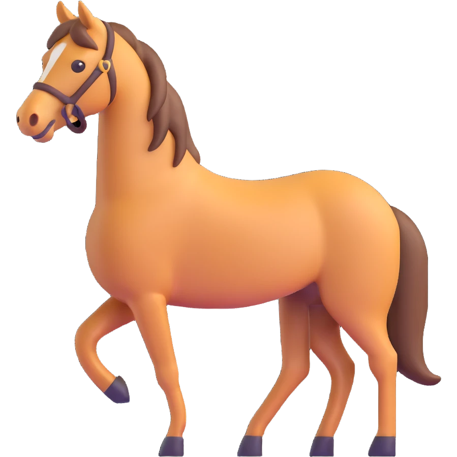 horse standing, isometric, emoji style, facing left emoji