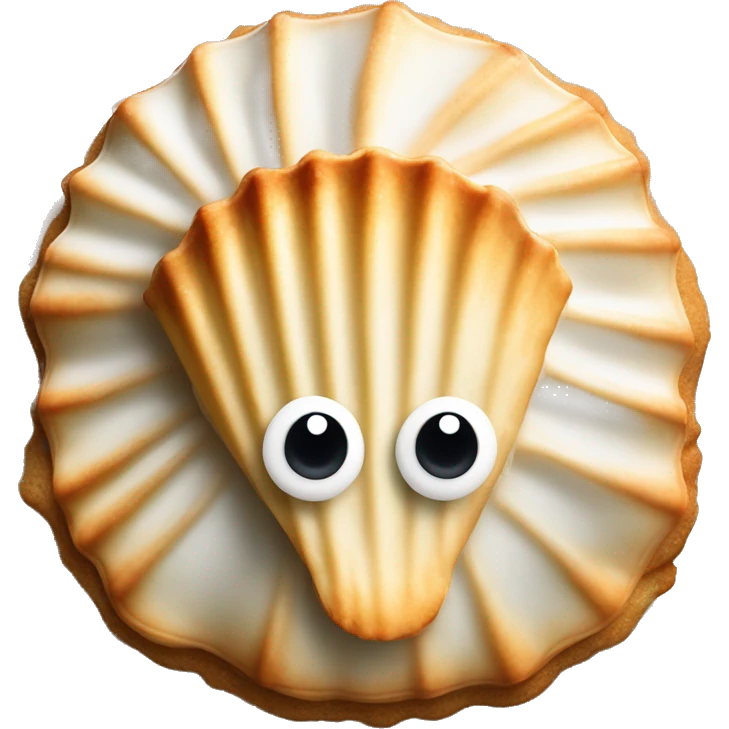 Scallop Shell madeleine cake with googly eyes emoji