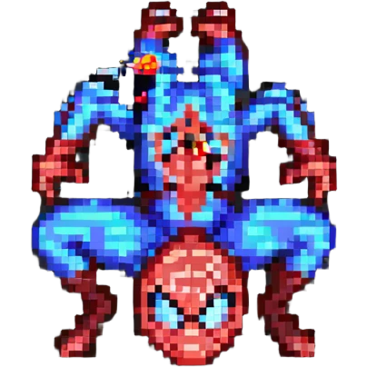 pixel art Spider-Man crouching ready to leap emoji