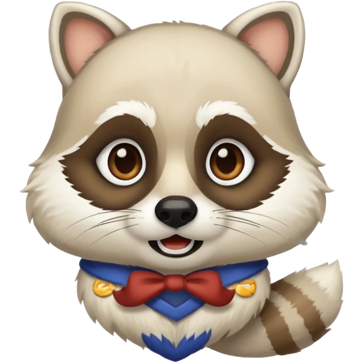 white racoon holding a human mustache emoji