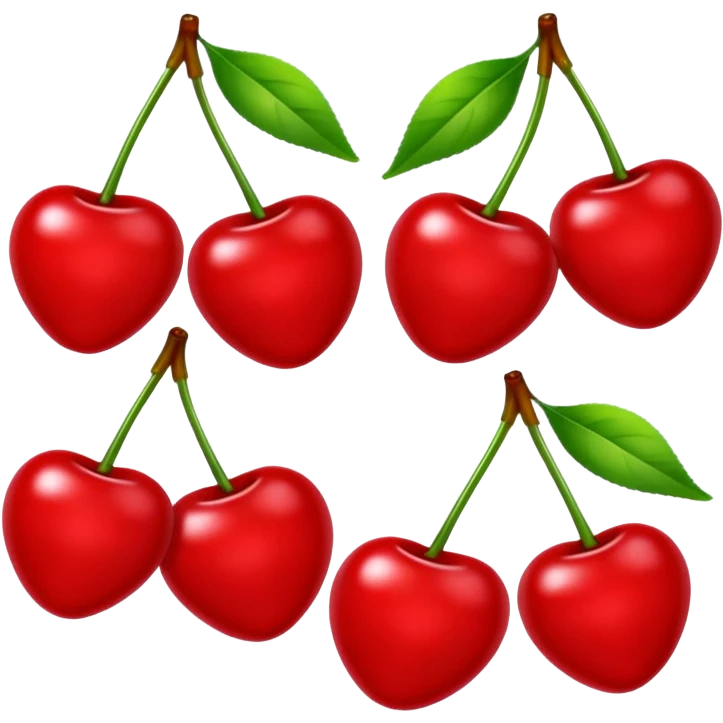 Two pair of red cherry with green leaves🍒 emoji