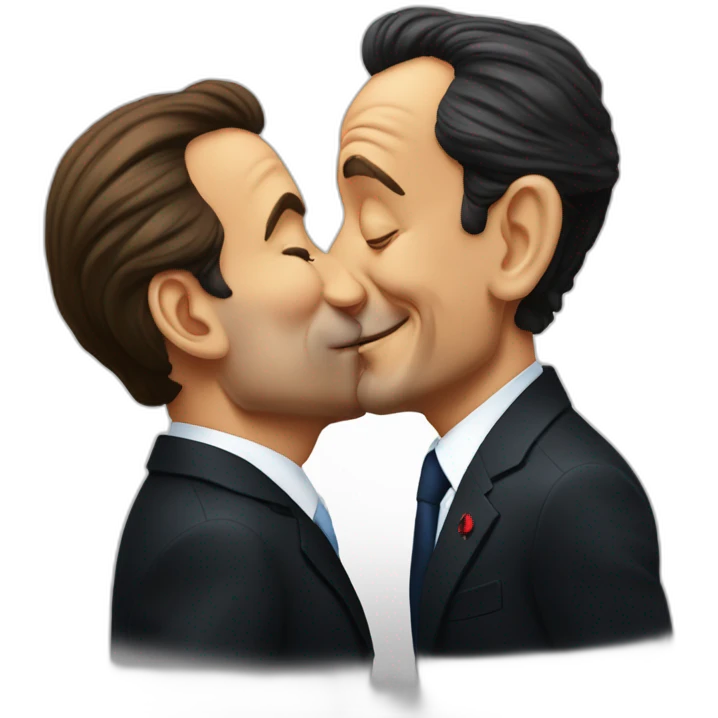 Nicolas Sarkozy kissing François Hollande emoji