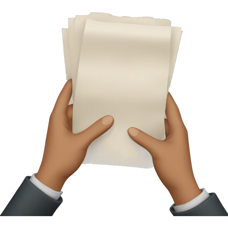 two hands holding paper emoji