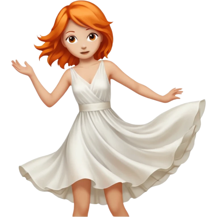 A woman with Orange hair, brown reyes And dresses with White dress emoji