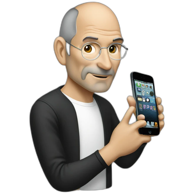 Steve Jobs holding iPhone 15 emoji