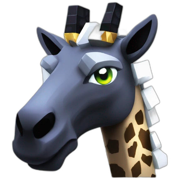 Minecraft Black Jiraffe Head With Diamond Unicorn Horn and Lazer Eyes emoji