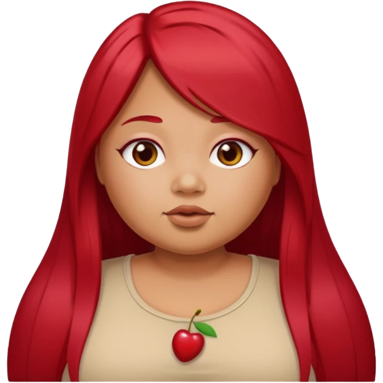 chubby tan skin girl with cherry red long straight hair emoji