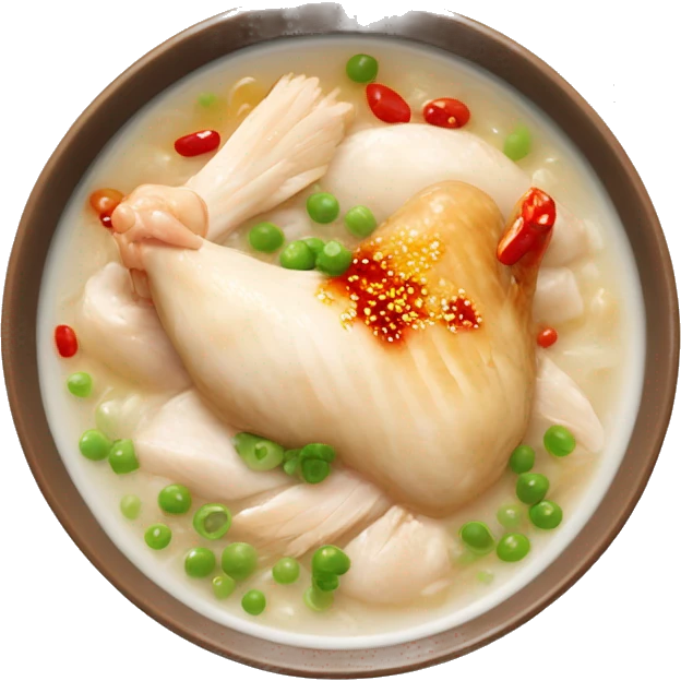 chicken congee with chili oil emoji