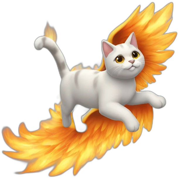 Gato con alas en un cielo de fuego emoji