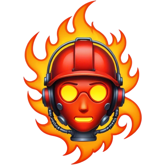 Fire cyberpunk outline neon emoji