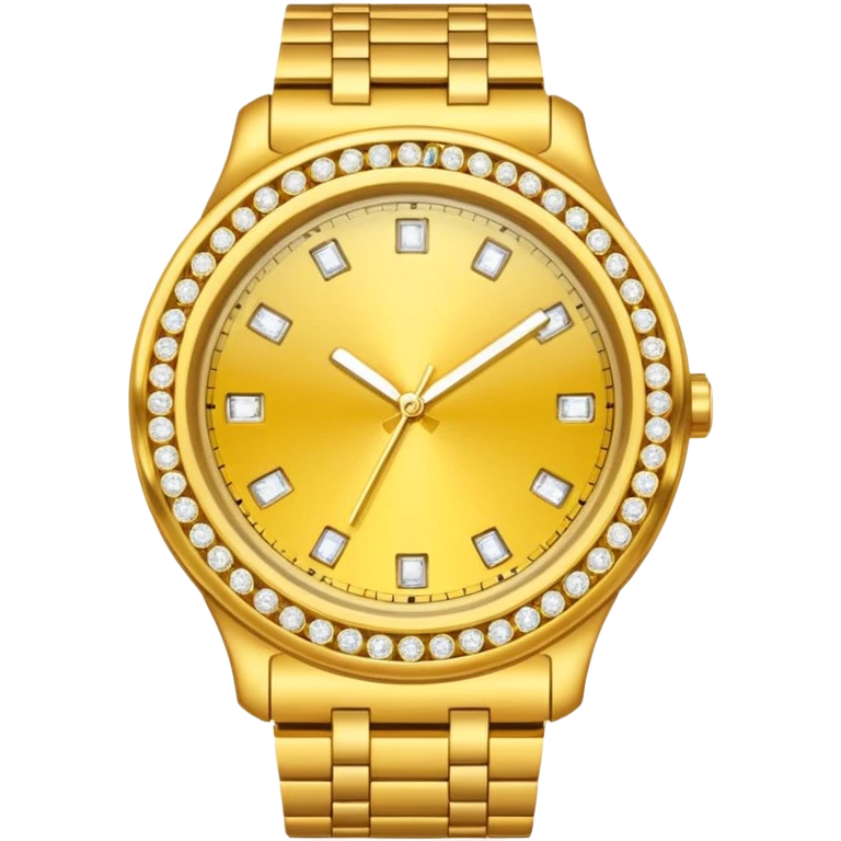 Crea un reloj de oro amarillo con muchos diamantes, sin la cara de fondo emoji