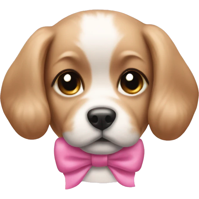 A puppy with pink bows emoji