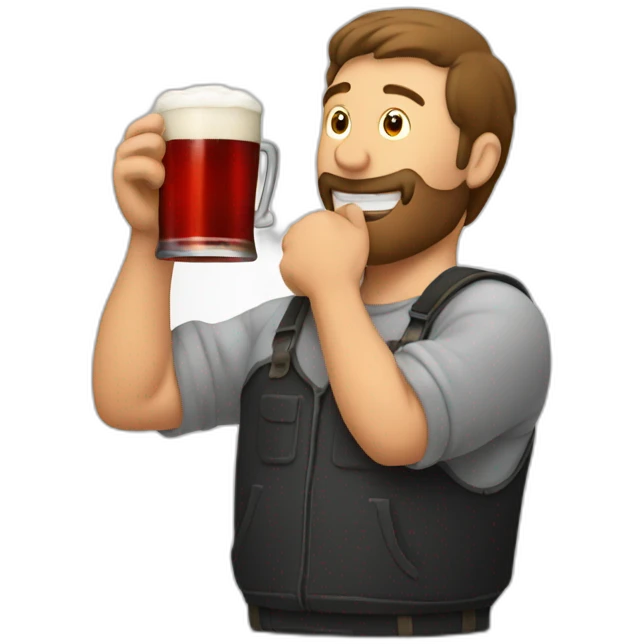 A man drinking a pint of red beer emoji