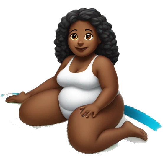 Fat black girl on surfboard emoji