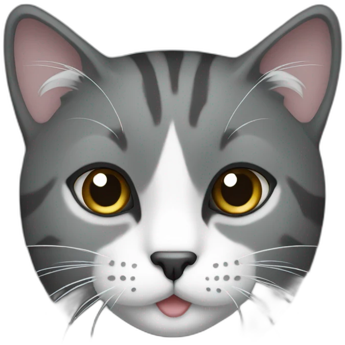 one cat dark grey and white emoji