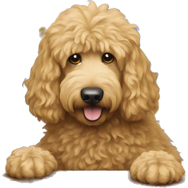 Golden Doodle playing jeopardy  emoji