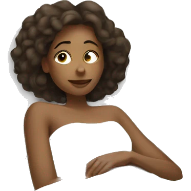 Woman lying in bed with a white sheet emoji