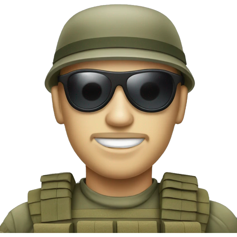 White skin soldier world war with sunglasses emoji