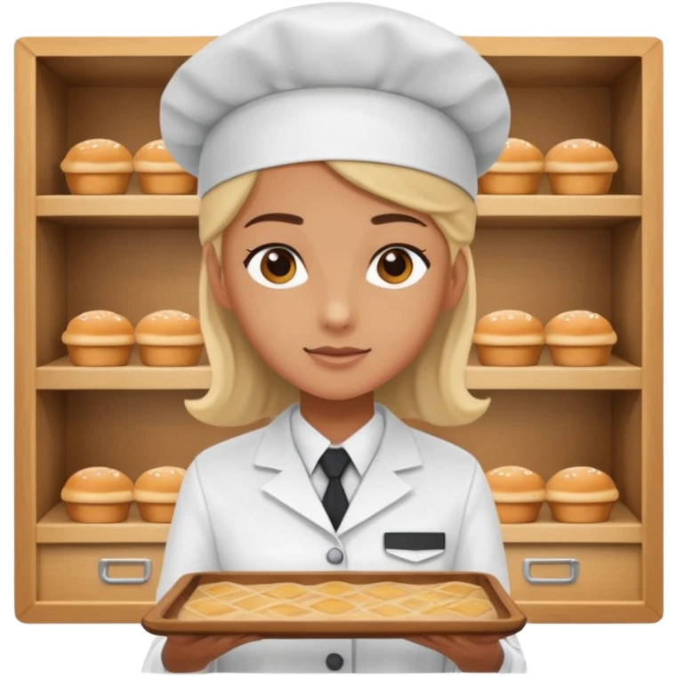 hazme una persona atendiendo en un comedor universitario detras de una vitrina emoji