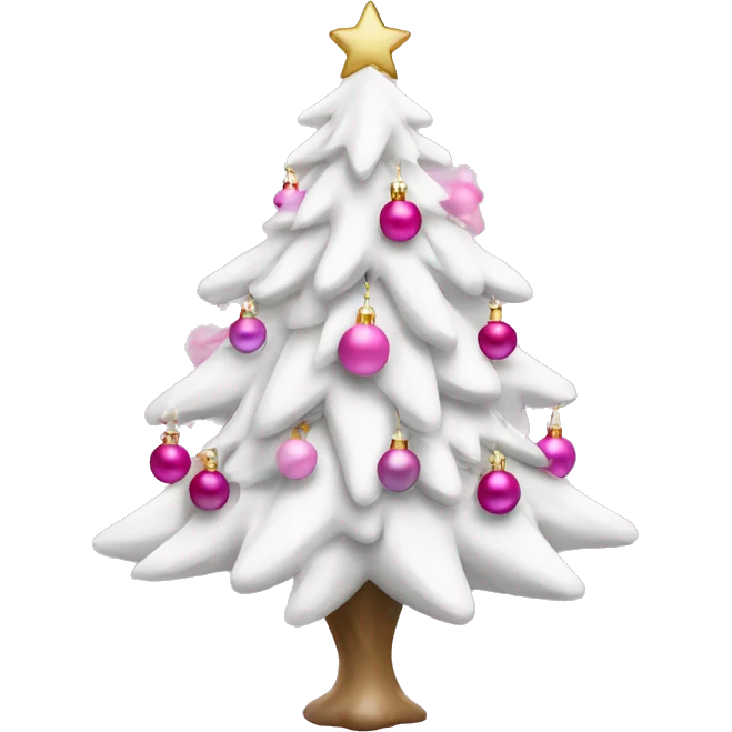 white christmas tree with pink ornaments emoji