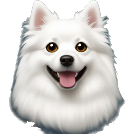 White german spitz leafing and hol moon emoji
