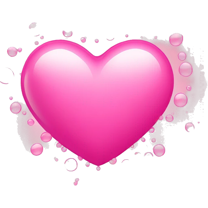 pink heart emoji with pink bubbles around emoji