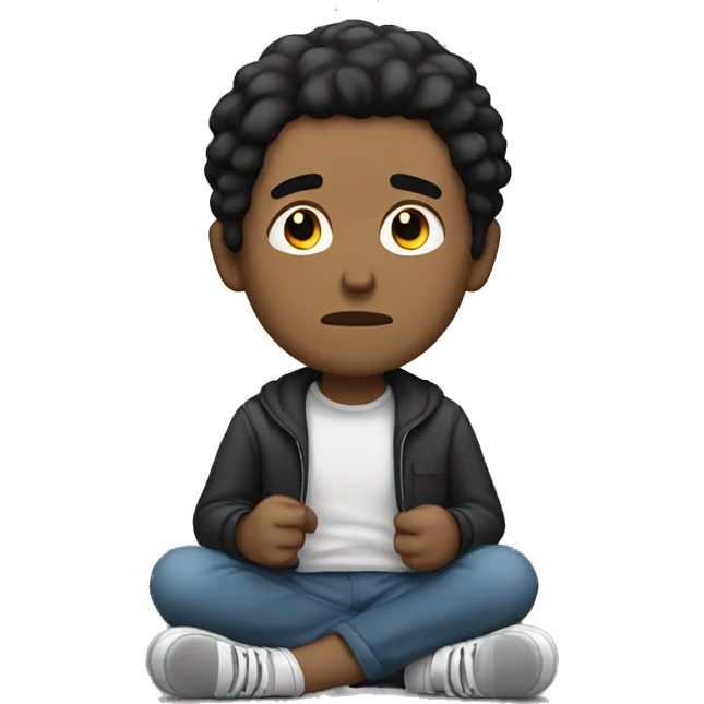 White man with black hair sitting and depressed. emoji