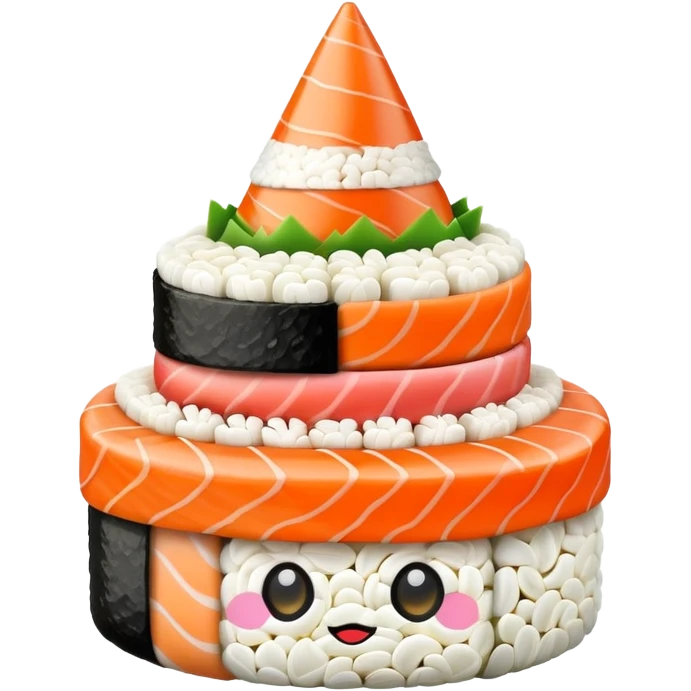 Birthday hat made out of sushi emoji