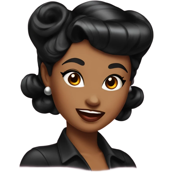 pin-up brown woman with black hair victory rolls style emoji