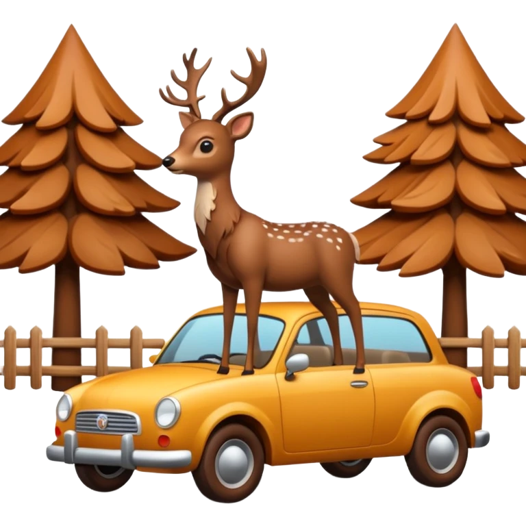 wood deer car emoji