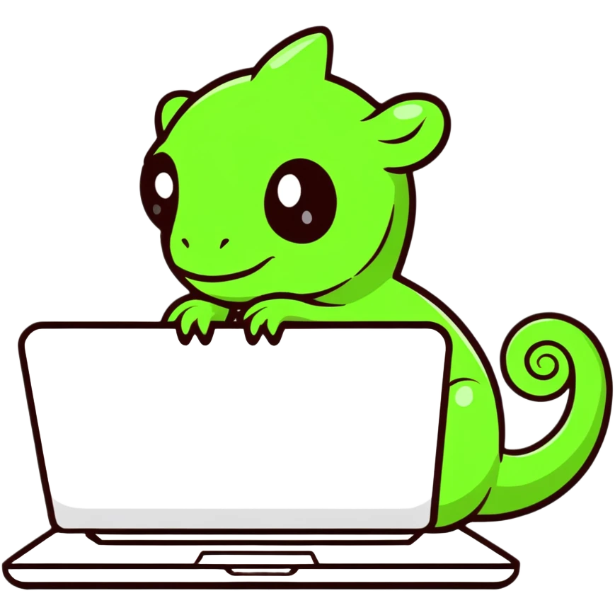 chameleon typing on laptop emoji
