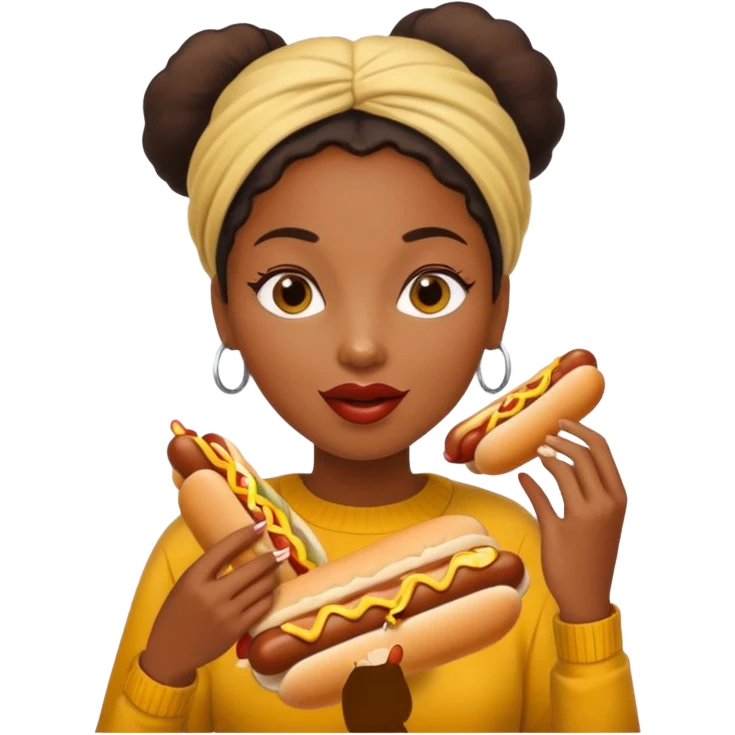 black woman eating hot dog  emoji