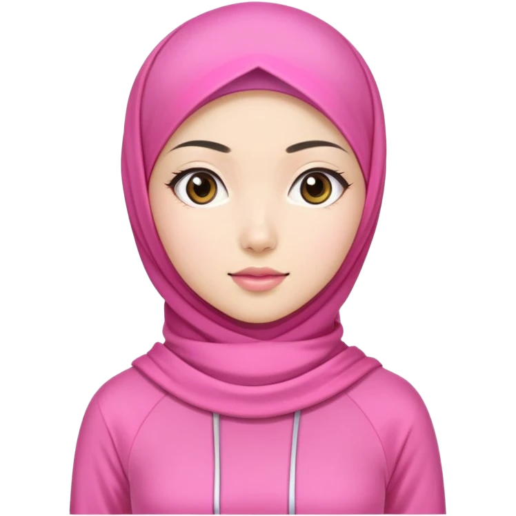 beautiful Asian girl, white skin, wearing a pink hijab, half full body, sporty outfit emoji