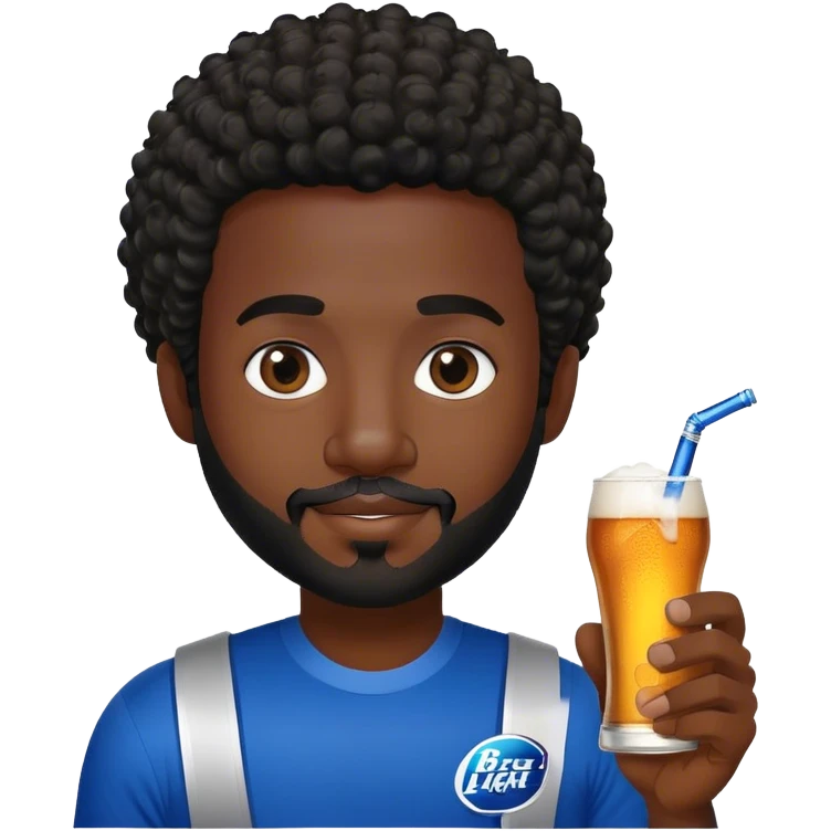 dark black guy short curly hair facial hair holding bud light  emoji