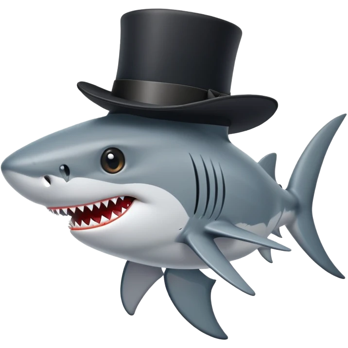 shark wearing a fancy black top hat emoji