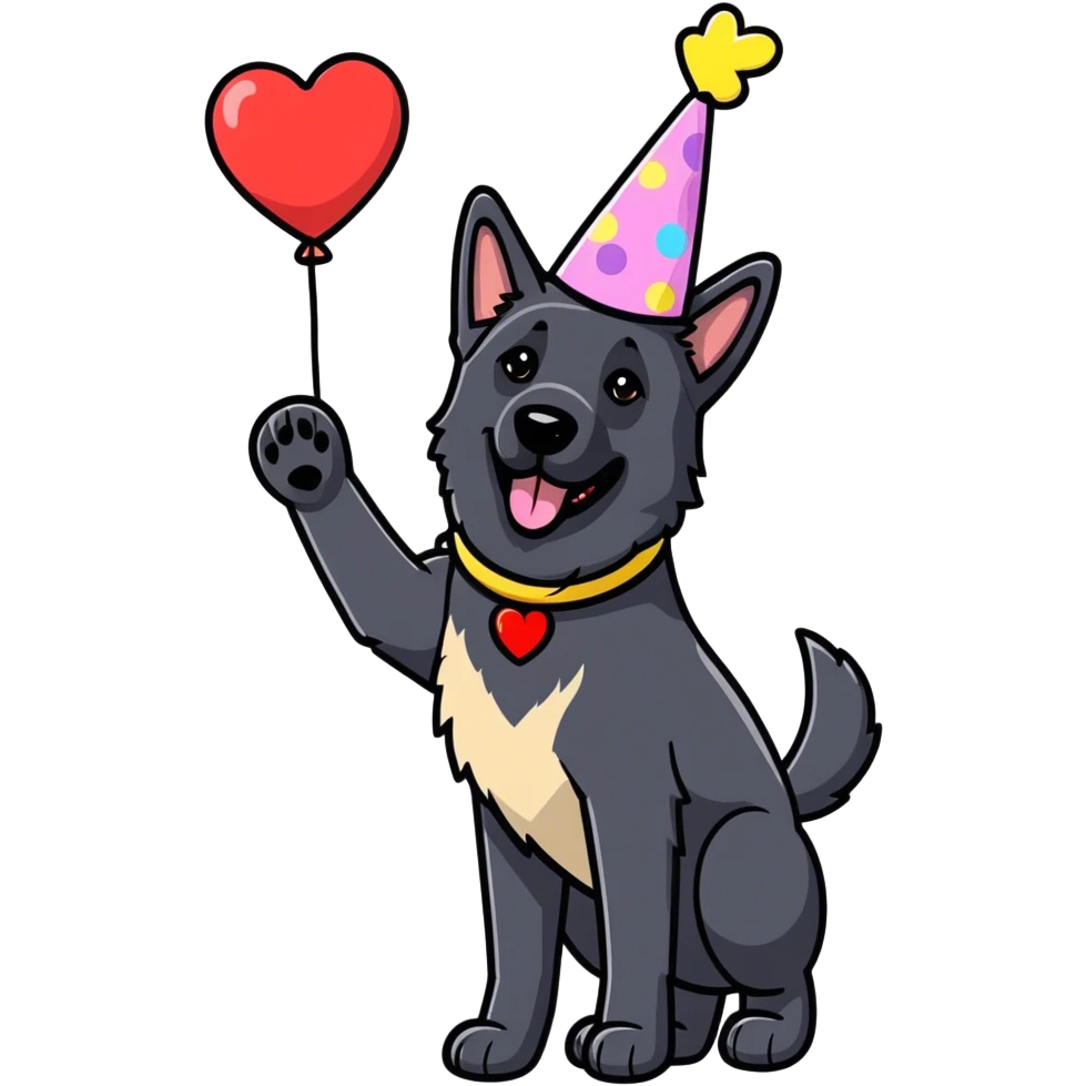 Black German shepherd wishing happy anniversary  emoji