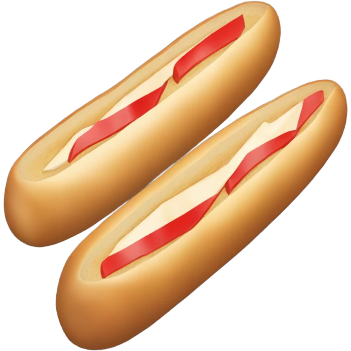 I'd like an emoji of a Baguette at an isometric angle, with the back end pointing to the bottom right of the image and the front end pointing to the top right of the image. On each side of the baguette, there should be french flags attached to the baguette simulating wings. emoji