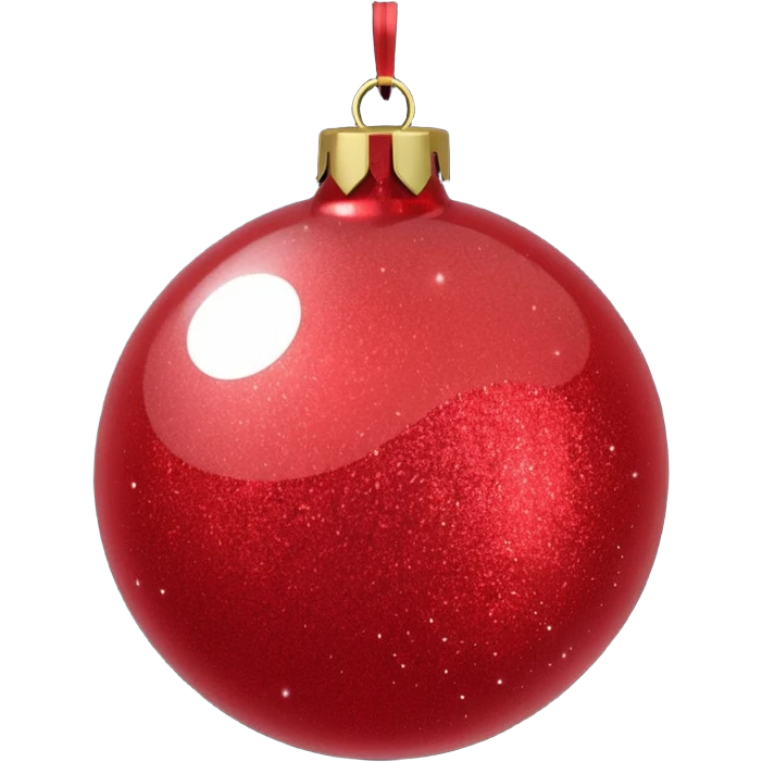 Red glitter ball ornament, matte emoji