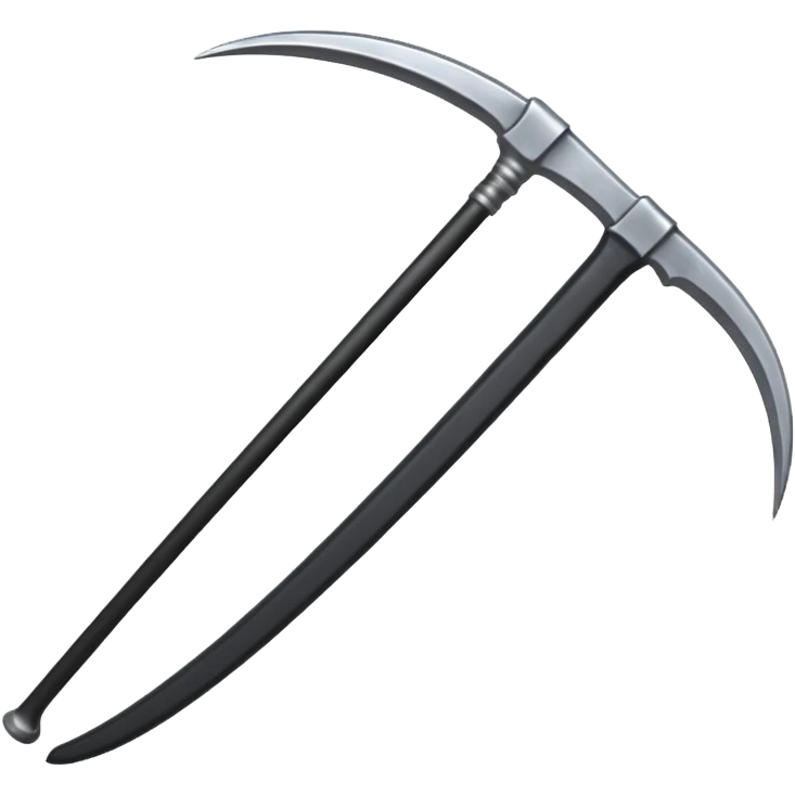 The scythe of the God of Death is long, straight, and pure black, symbolizing death. emoji